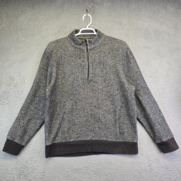 Outdoor Life Knit Sweater Men's XL Gray Stretchy Quarter Zip High Neck Preppy‎ - Picture 1 of 10
